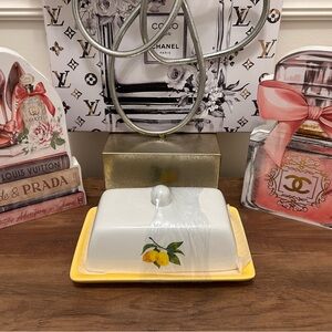 Lemon Design Butter Dish with Yellow Tray